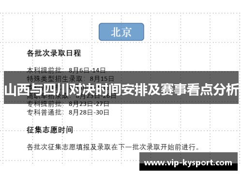 山西与四川对决时间安排及赛事看点分析